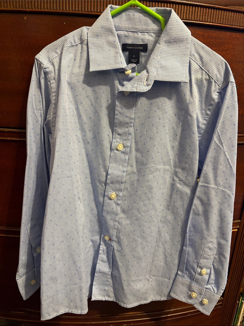 Boys Tommy Hilfiger Light Blue Mini-Check Dress Shirt